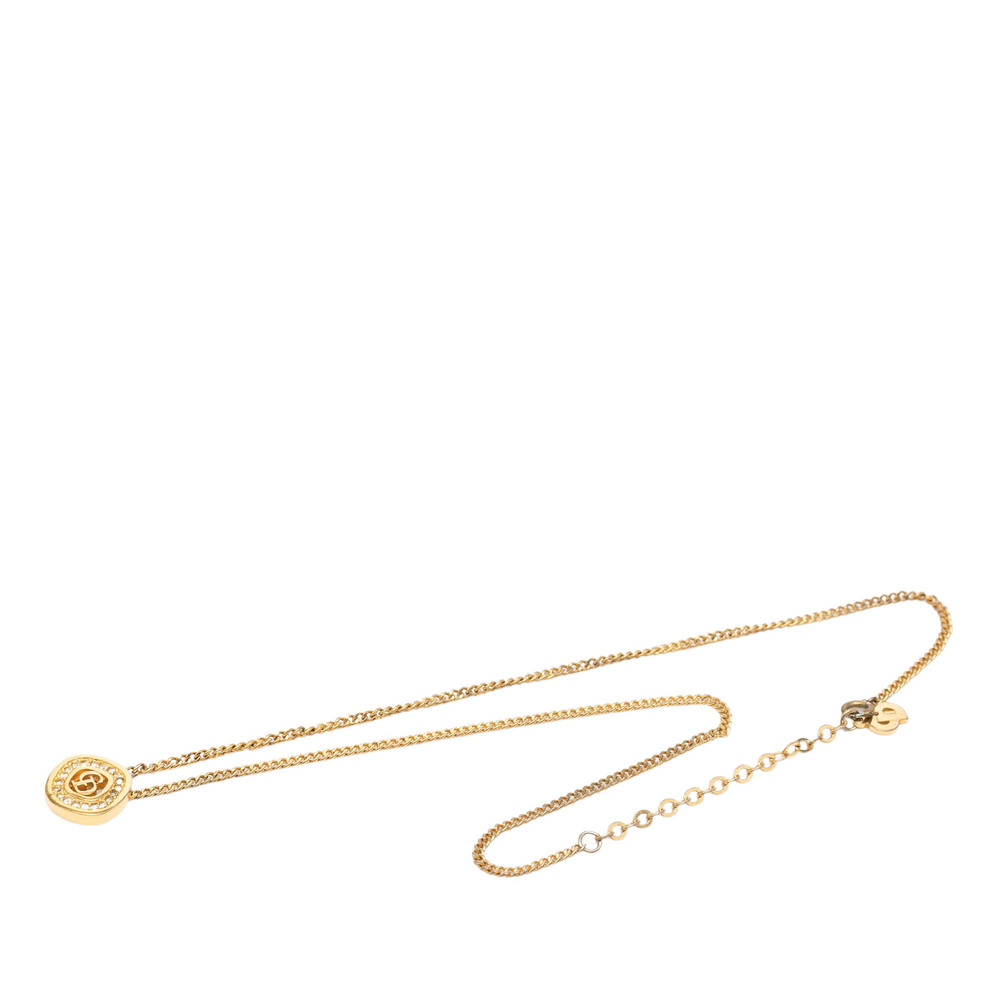 Pre-Loved Dior Gold Plated Strass CD Logo Pendant Necklace